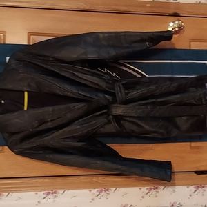 Real leather coat, goes to knee,worn once